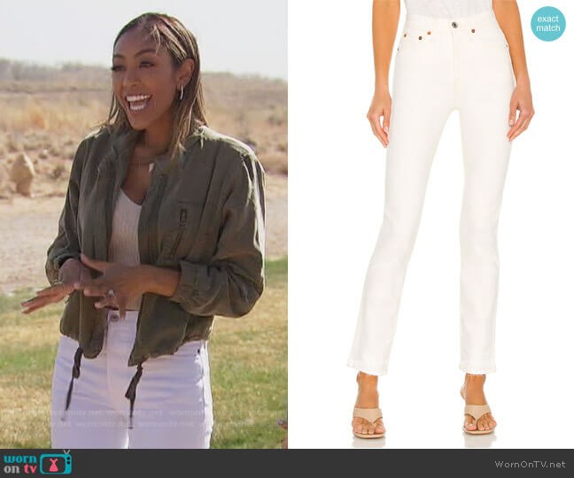 re/done Originals 80s Slim Straight worn by Tayshia Adams on The Bachelorette