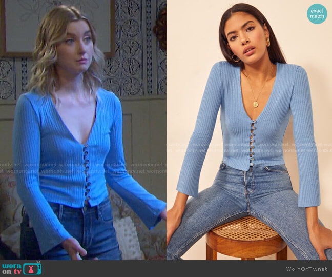 Reformation Gellar Top worn by Claire Brady (Isabel Durant ) on Days of our Lives