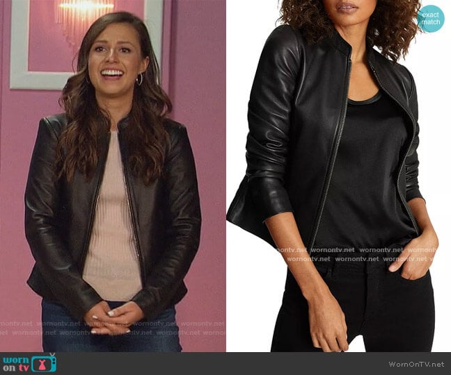 Reiss Allie Leather Moto Jacket worn by Katie Thurston on The Bachelorette