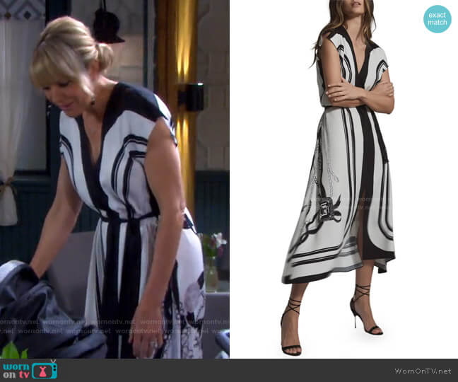 Reiss Heidi Mixed Print Dress worn by Nicole Walker (Arianne Zucker) on Days of our Lives
