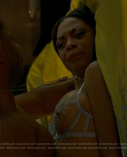 Renee’s light blue bra on Run the World