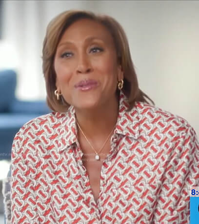 Robin’s orange and white print blouse on Good Morning America