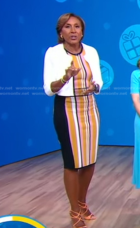 Robin’s orange striped sleeveless dress on Good Morning America