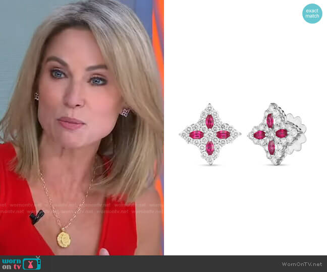 Roberto Coin Princess Flower Stud Earrings worn by Amy Robach on Good Morning America