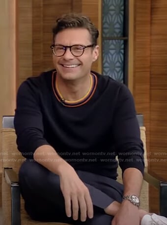 Ryan’s striped neck sweater on Live with Kelly and Ryan