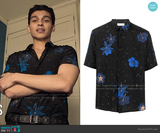 Saint Laurent Short-Sleeve Floral-Print Shirt worn by Rahim (Anthony Keyvan) on Love Victor