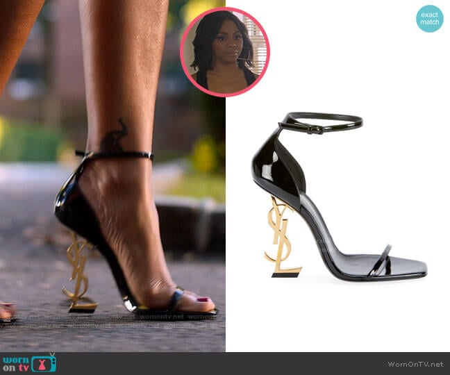 Saint Laurent Opyum YSL Logo-Heel Sandals worn by Renee Ross (Bresha Webb) on Run the World