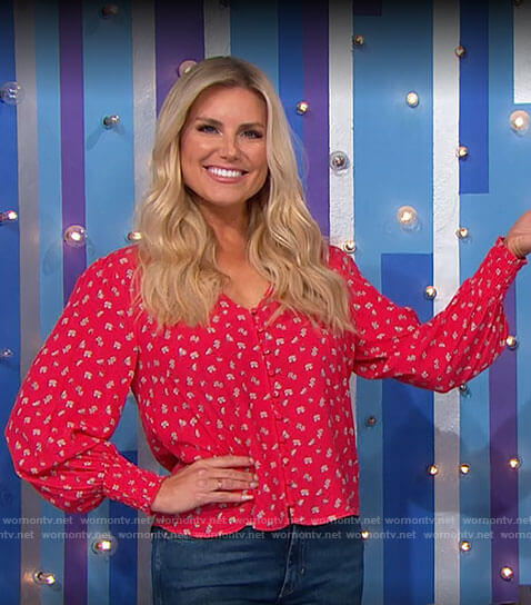 Rachel’s red floral blouse on The Price is Right