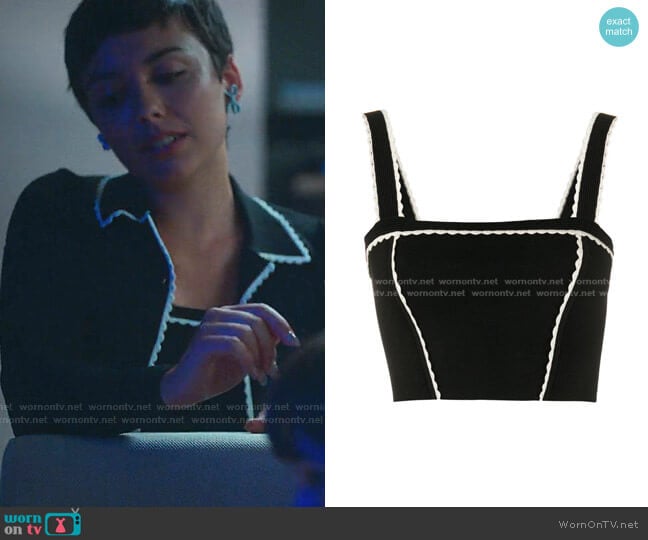 Sandro Lea Scalloped Cropped Tank Top worn by Ari Blanco (Carla Diaz) on Elite
