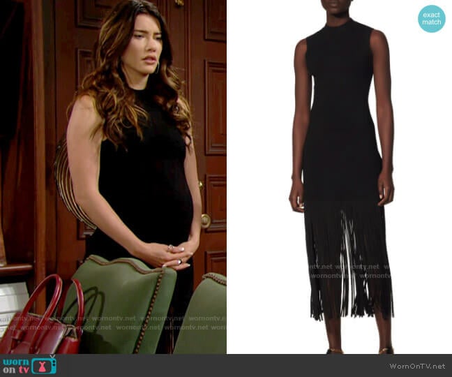 Sandro Gloire Fringe Sleeveless Dress worn by Steffy Forrester (Jacqueline MacInnes Wood) on The Bold and the Beautiful