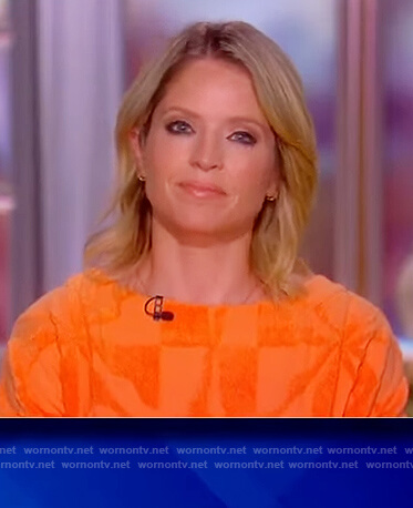 Sara’s orange knit mini dress on The View