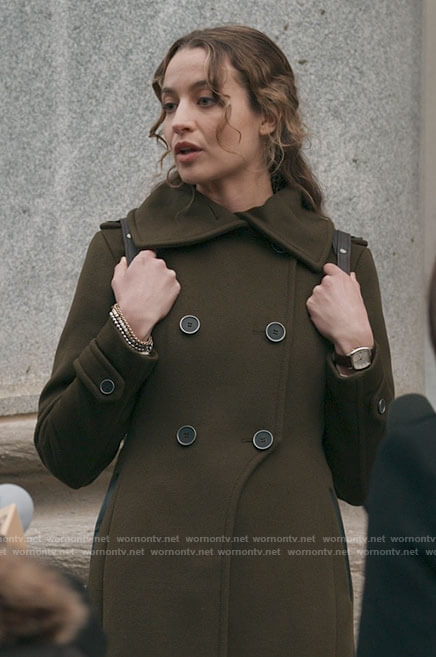 Sarah’s olive green coat on The Republic of Sarah