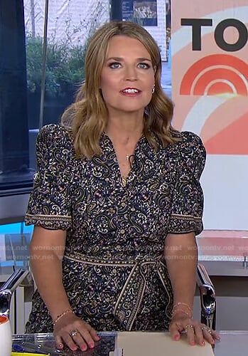 Savannah’s paisley puff sleeve dress on Today
