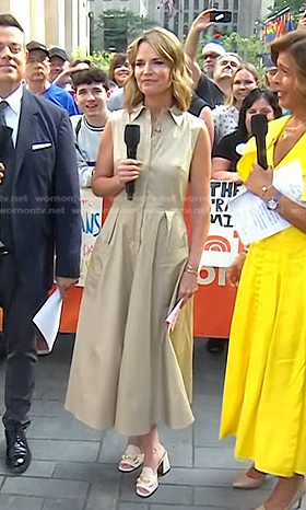 Savannah’s beige sleeveless shirtdress on Today