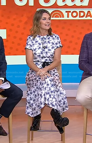 Savannah’s white floral tie waist dress on Today
