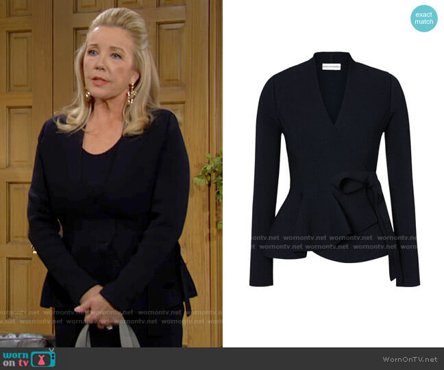 Scanlan Theodore Crepe Knit Wrap Jacket worn by Nikki Reed Newman (Melody Thomas-Scott) on The Young and the Restless