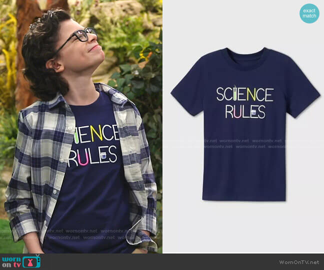 Cat & Jack Science Rules Graphic T-Shirt worn by Matteo Silva (Raphael Alejandro) on Bunkd