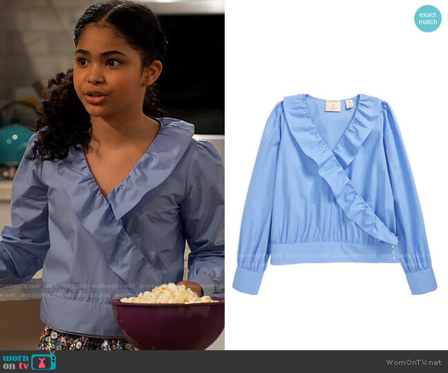Scotch & Soda Organic Cotton Ruffle Wrap Top worn by Millicent (Jaidyn Triplett) on iCarly