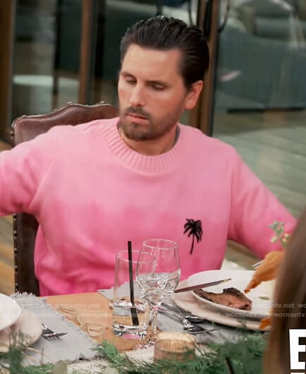Scott’s pink palm embroidered sweater on Keeping Up with the Kardashians