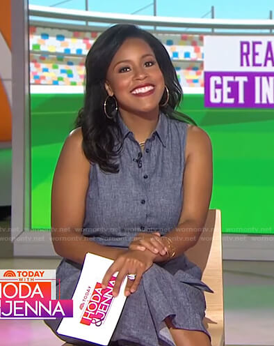 Sheinelle’s blue sleeveless jumpsuit on Today