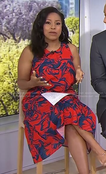 Sheinelle’s red and blue printed sleeveless dress on Today