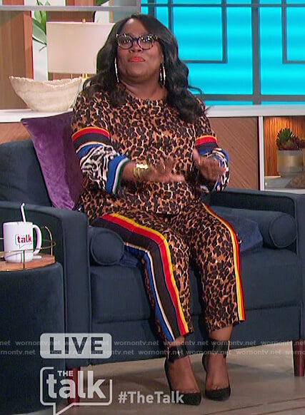 Sheryl’s leopard print top and pants on The Talk