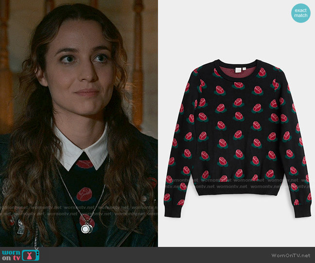 Twik Rose print sweater worn by Sarah Cooper (Stella Baker) on The Republic of Sarah