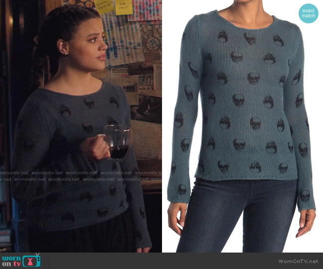 Skull Cashmere Kiera Skull Sweater worn by Maggie Vera (Sarah Jeffery) on Charmed