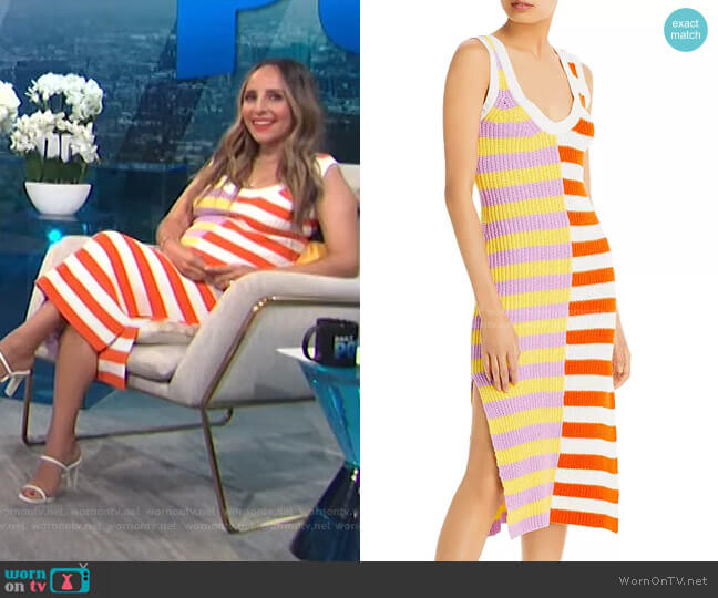 Staud Seashore Stripe Blocked Knit Dress worn by Lilliana Vazquez on E! News