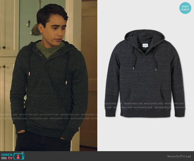 Goodfellow & Co Lightweight Henley Hoodie worn by Victor Salazar (Michael Cimino) on Love Victor
