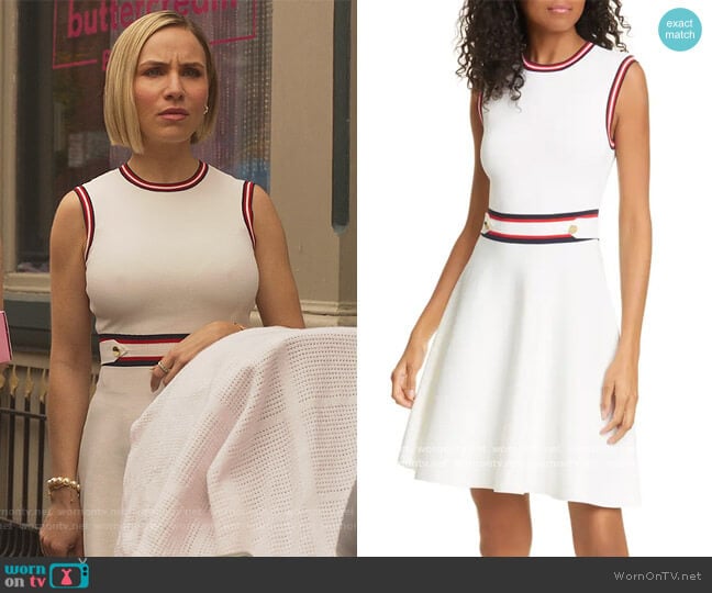 Ted Baker Apryll Contrast Stripe Sleeveless Fit & Flare Dress