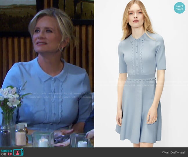 Ted Baker Scallop Trim Knit Skater Dress worn by Kayla Brady (Mary Beth Evans) on Days of our Lives