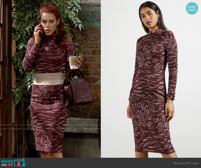 Ted Baker Deeh Dress in Oxblood worn by Sally Spectra (Courtney Hope) on The Young and the Restless