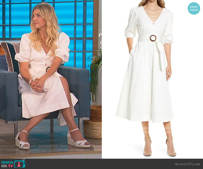 Ted Baker Puff Sleeve Belted Dress worn by Amanda Kloots on The Talk
