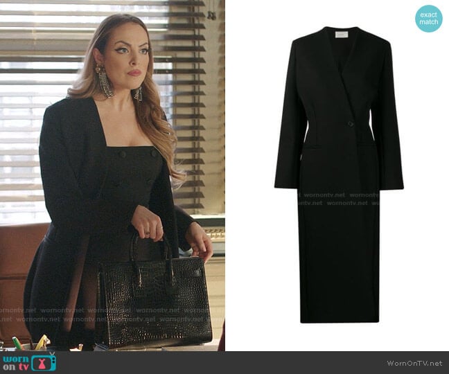 The Row Nadine Coat worn by Fallon Carrington (Elizabeth Gillies) on Dynasty