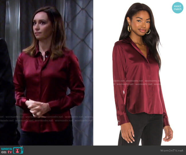 Theory Classic Fitted Shirt worn by Gwen Rizczech (Emily O'Brien) on Days of our Lives
