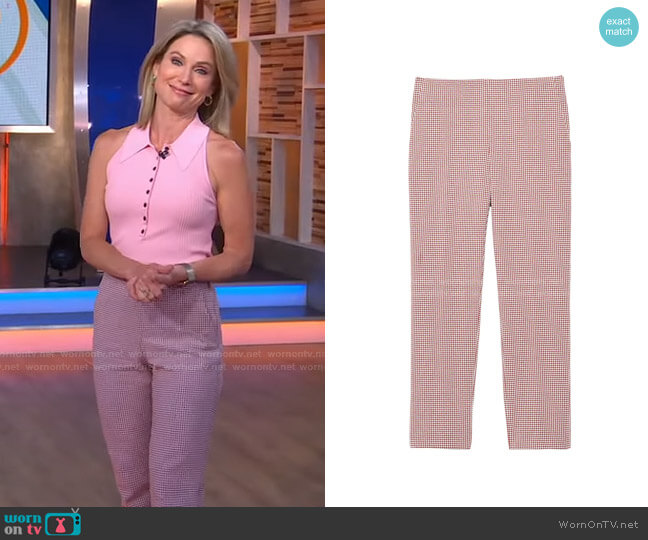 Theory Treeca Houndstooth Ankle Pants worn by Amy Robach on Good Morning America