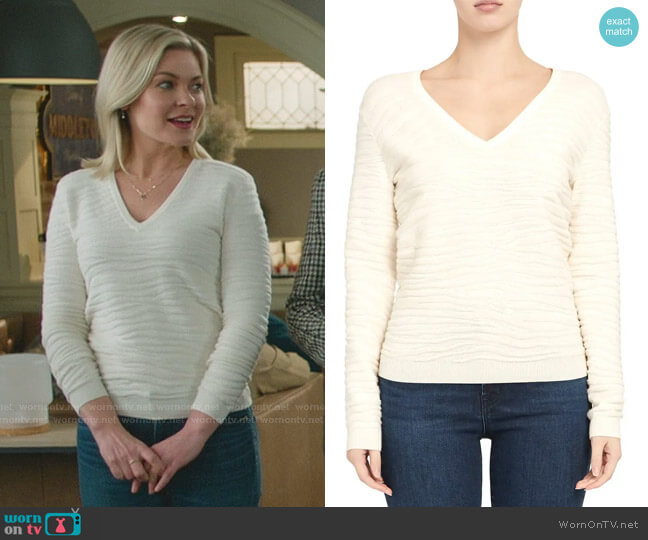 Theory Zebra Stitch Sweater worn by Stephanie Borden (Kylee Evans) on Good Witch