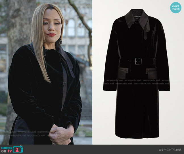 Tom Ford Trench Velvet Coat worn by Dominique Deveraux (Michael Michele) on Dynasty
