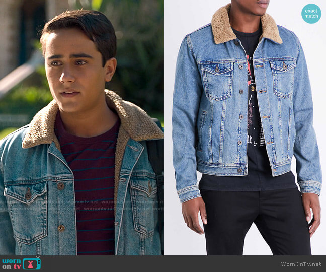 Topman Denim Flight Jacket worn by Victor Salazar (Michael Cimino) on Love Victor
