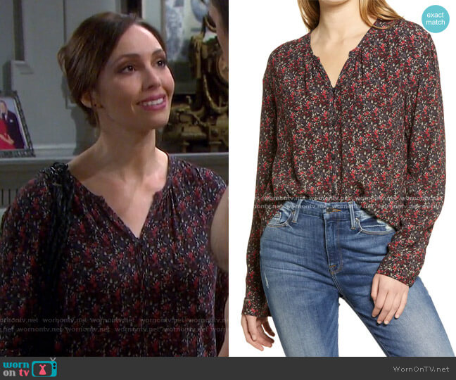 Treasure & Bond Shirred Button-Up Shirt worn by Gwen Rizczech (Emily O'Brien) on Days of our Lives
