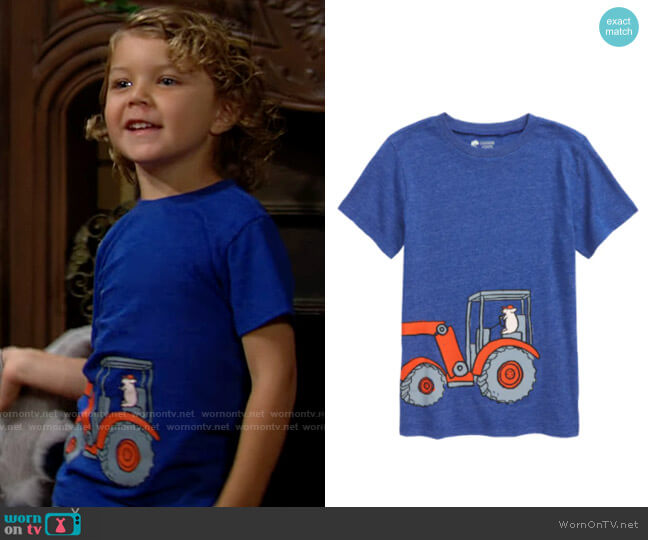Tucker + Tate Graphic Tee in Blue Surf Heather Tractor