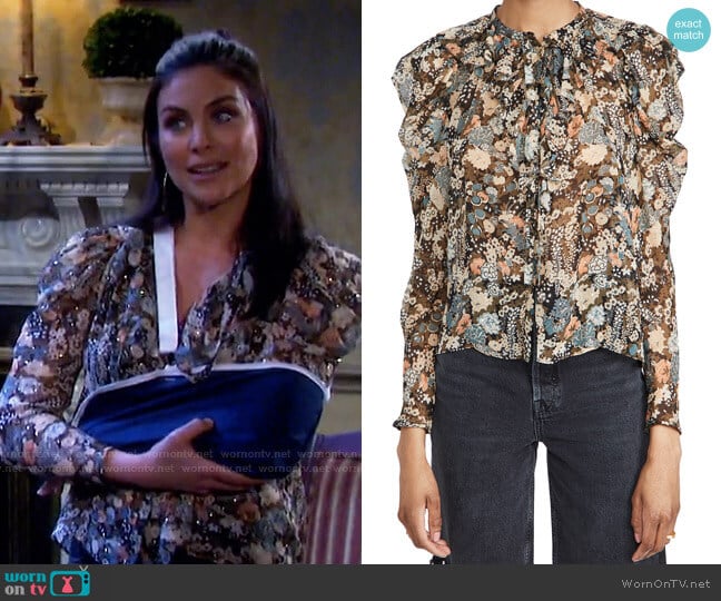 Ulla Johnson Colette Blouse worn by Chloe Lane (Nadia Bjorlin) on Days of our Lives