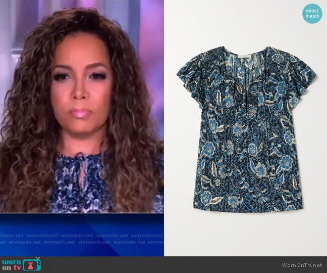 Ulla Johnson Shani ruffled printed cotton-blend blouse worn by Sunny Hostin on The View