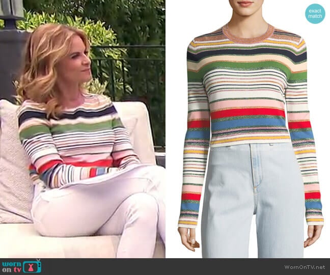 Veronica Beard Palmas Metallic Striped Sweater worn by Natalie Morales on Today