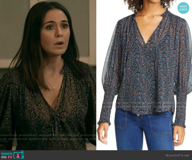 Veronica Beard Jaz Blouse worn by Lana Lang Cushing (Emmanuelle Chriqui) on Superman and Lois