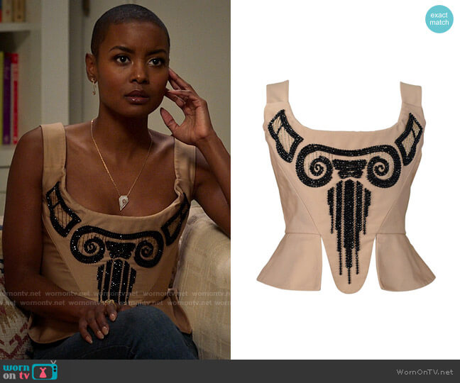 Vivienne Westwood Vintage Grecian Beaded Corset worn by Ella McFair (Andrea Bordeaux) on Run the World