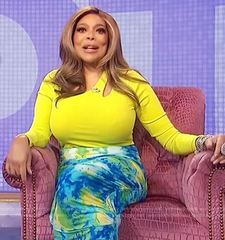 Wendy’s yellow cutout bodysuit and skirt on The Wendy Williams Show