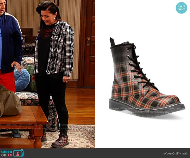 Wild Pair Ryyder Tartan Boots worn by Patty (Mary Hollis Inboden) on Kevin Can F**k Himself