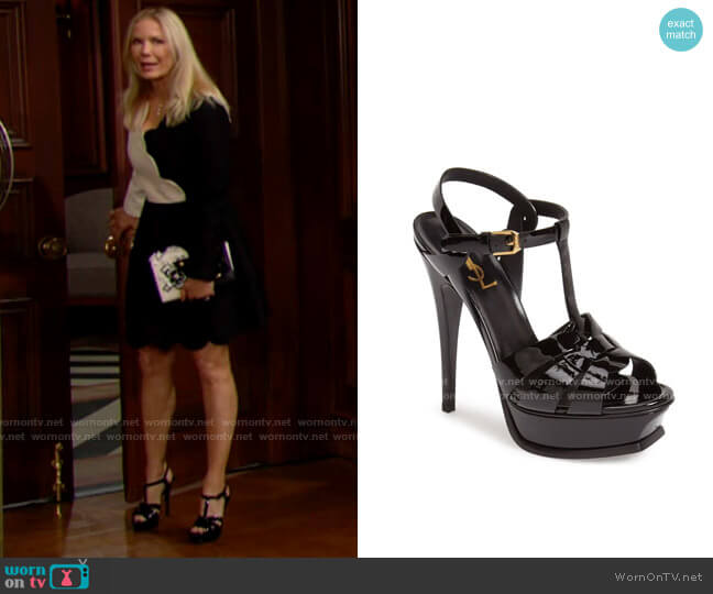 Saint Laurent Tribute T-Strap Platform Sandal worn by Brooke Logan (Katherine Kelly Lang) on The Bold and the Beautiful
